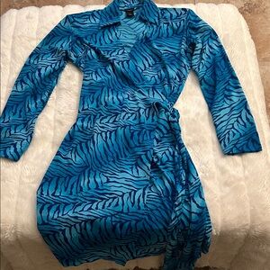 Express Teal Zebra Print Midi Dress